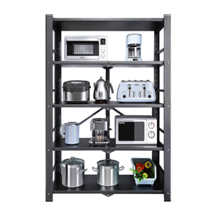 Joybos - estantería de almacenaje de 5 estantes en metal 73x37x155cm negro