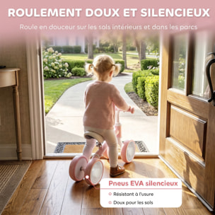 Draisienne enfant 4 roues LED réglable rose