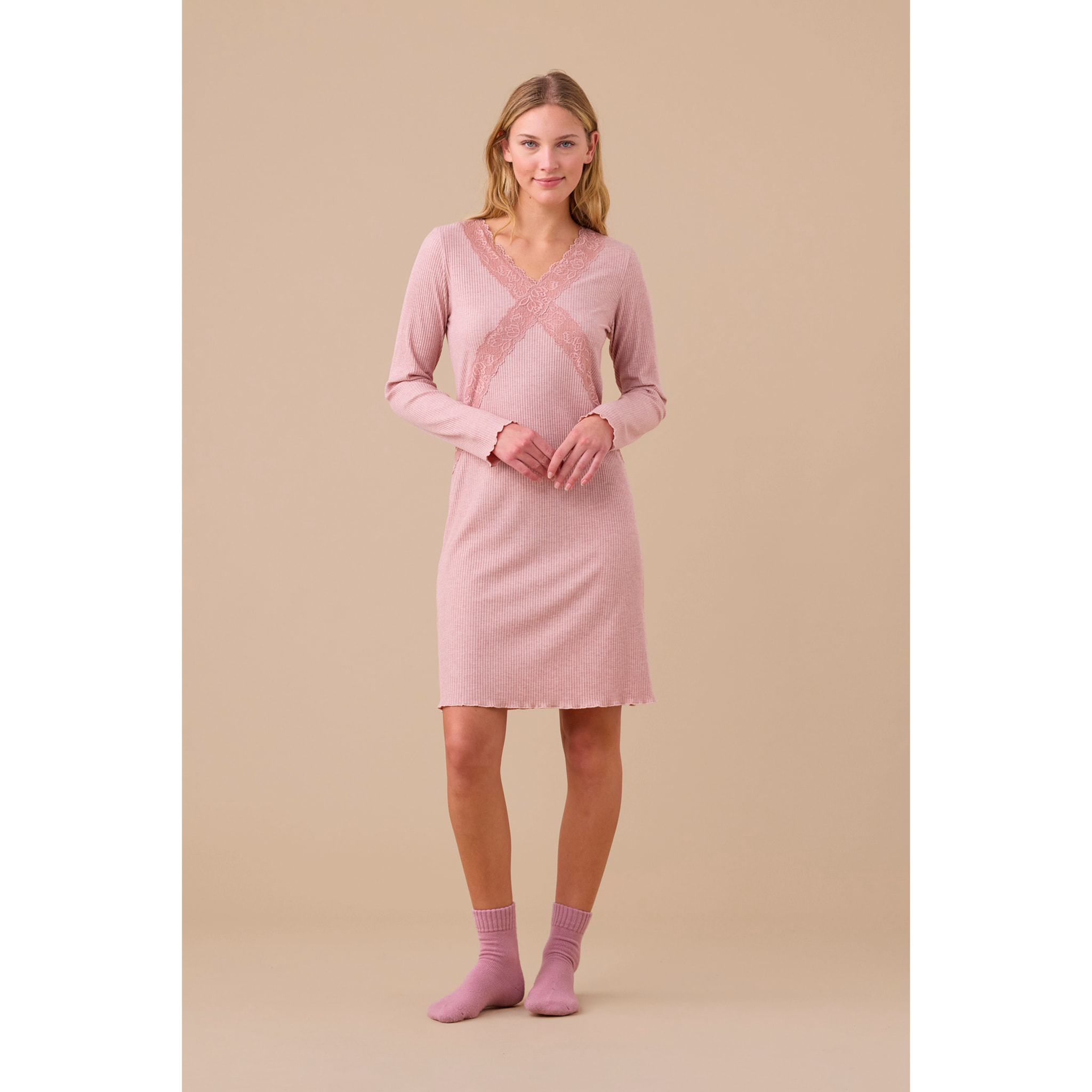 Camicia da notte donna in costina di viscosa articolo classic Noidinotte