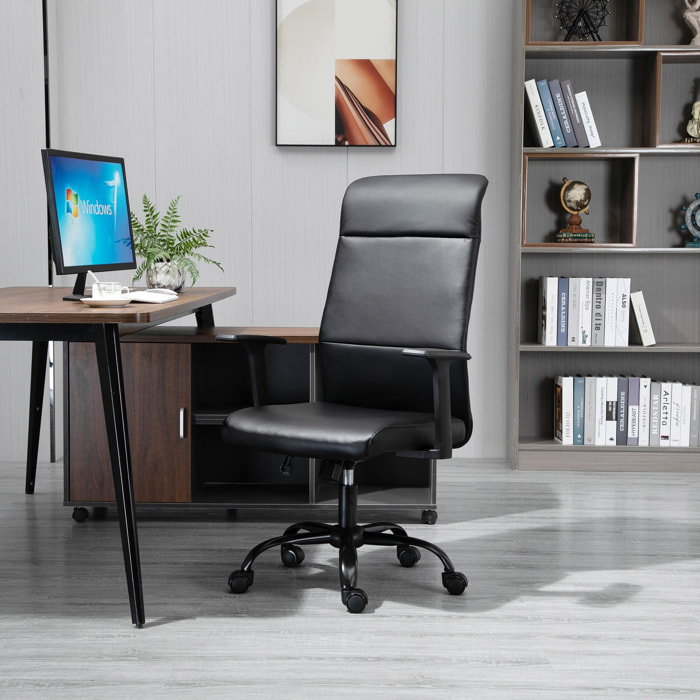 Vinsetto Fauteuil de bureau manager ergonomique pivotant 360° hauteur assise réglable revêtement synthétique PU noir