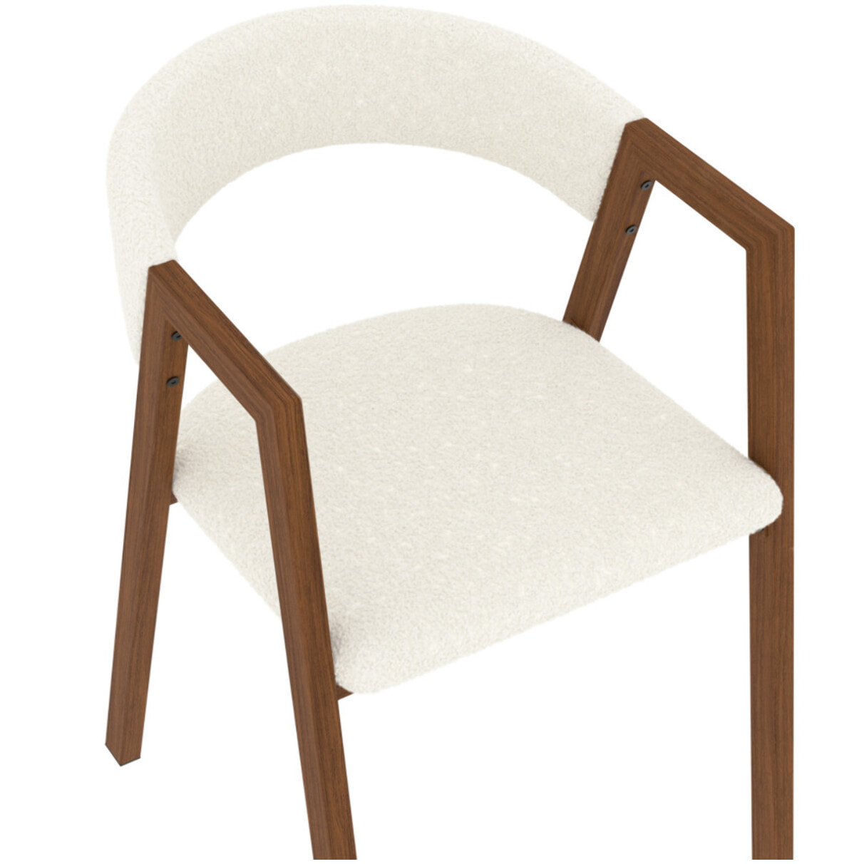 Chaises Enola avec accoudoirs bouclette pieds effet noyer - lot de 6