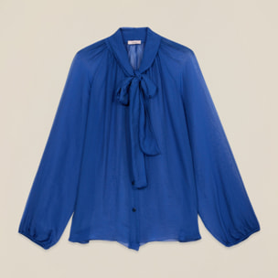 Oltre - Blusa in voile misto seta - Blu