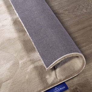 Tapis salon faux uni poils ras, tissé polyester confortable, anano