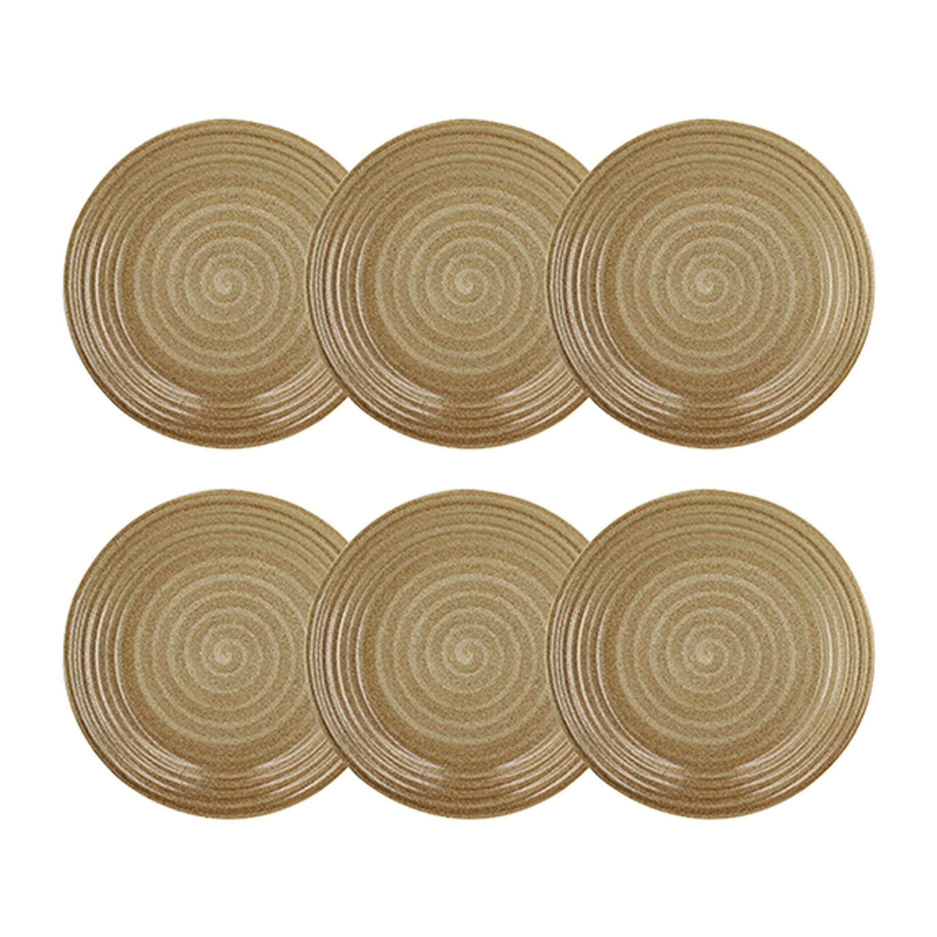 Lot de 6 assiettes à dessert 21cm en grès caramel TURBOLINO