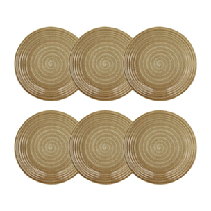 Lot de 6 assiettes à dessert 21cm en grès caramel TURBOLINO
