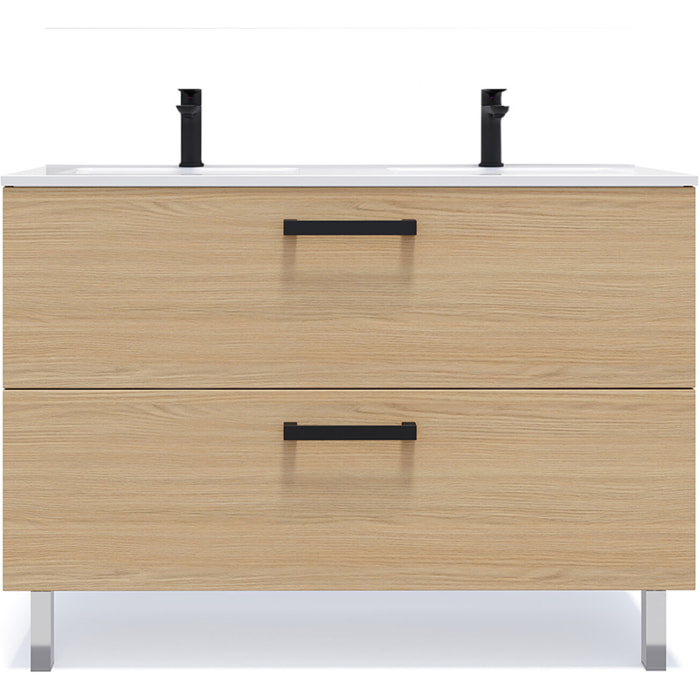 Meuble salle de bain double vasque 2 tiroirs - CHELSEA