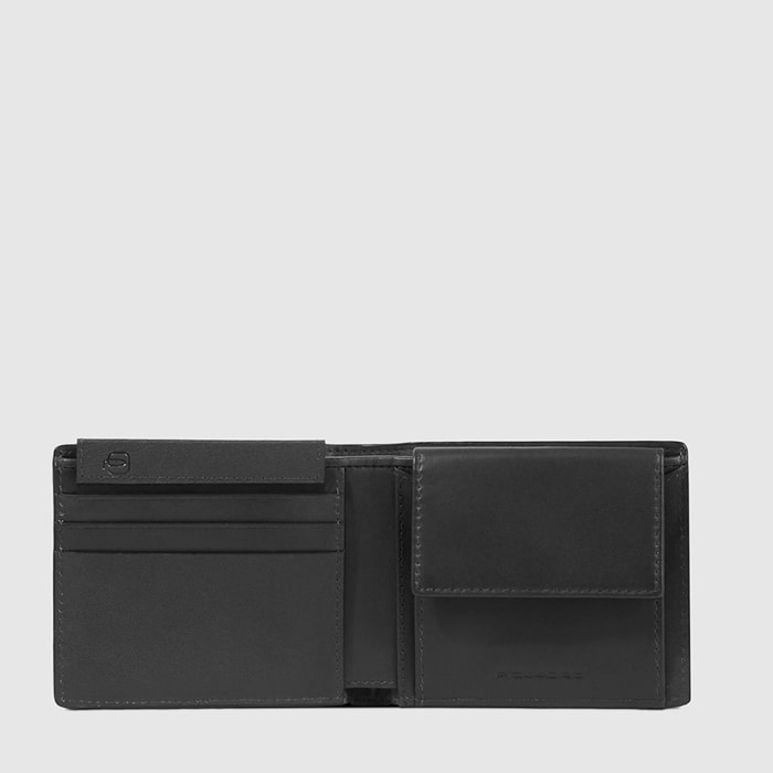 Piquadro Leather men’s wallet with coin pocket