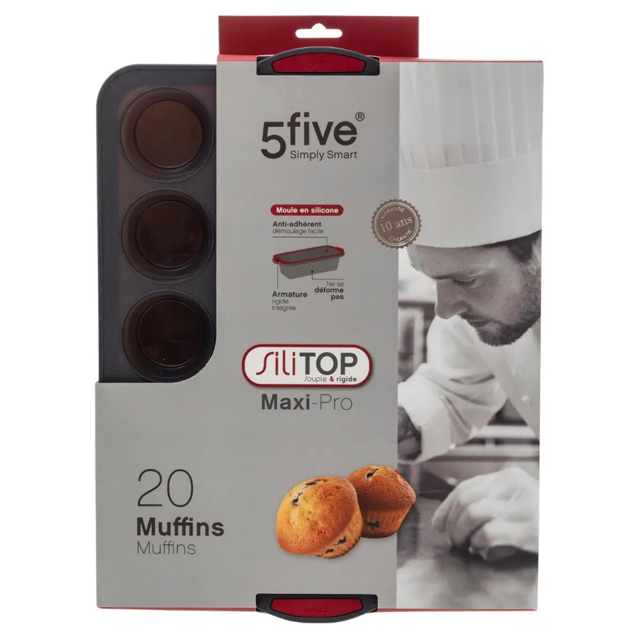 Moule 20 muffins silicone "Silitop" noir rouge