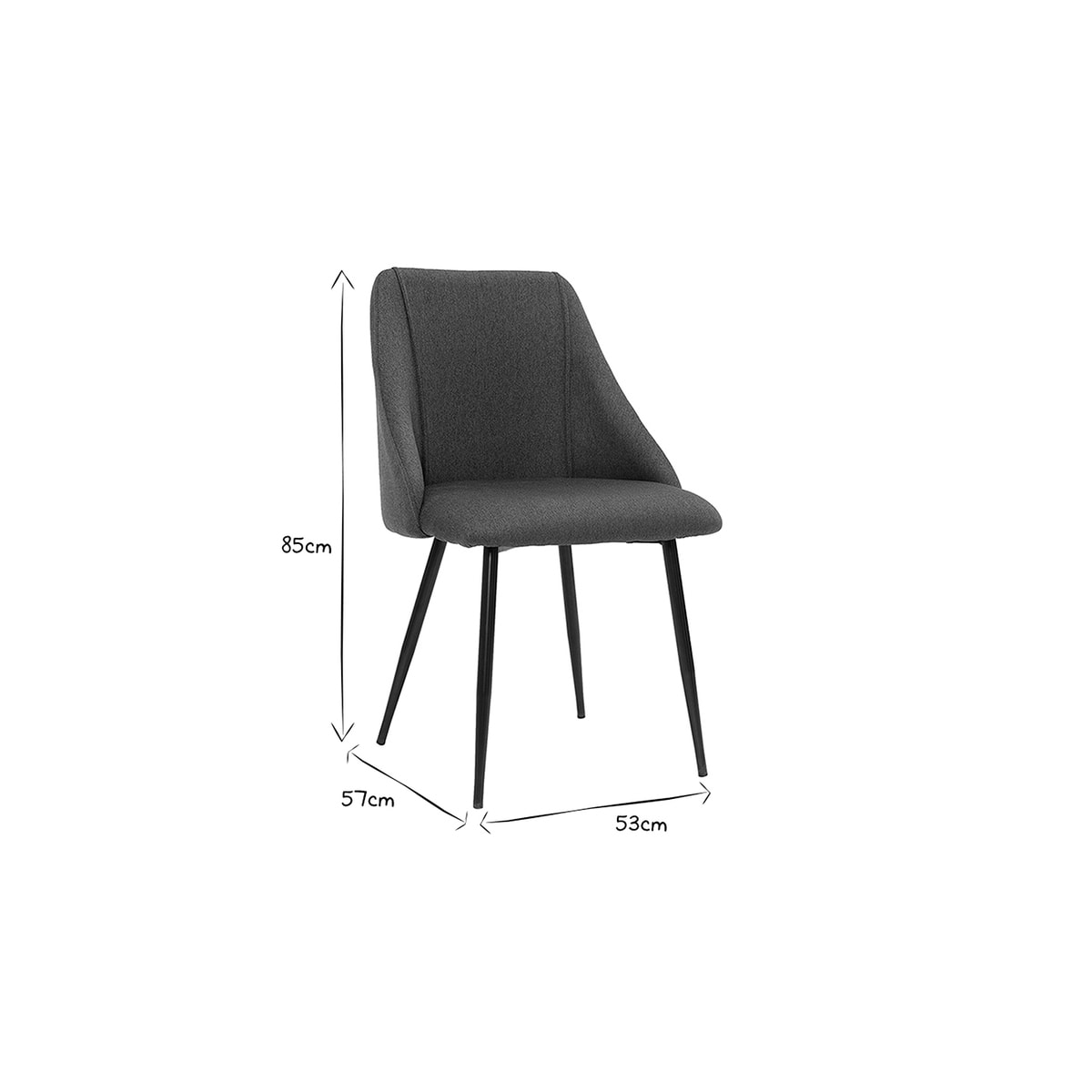 Chaises en tissu effet velours texturé terre brûlée et métal noir (lot de 2) HIGGINS