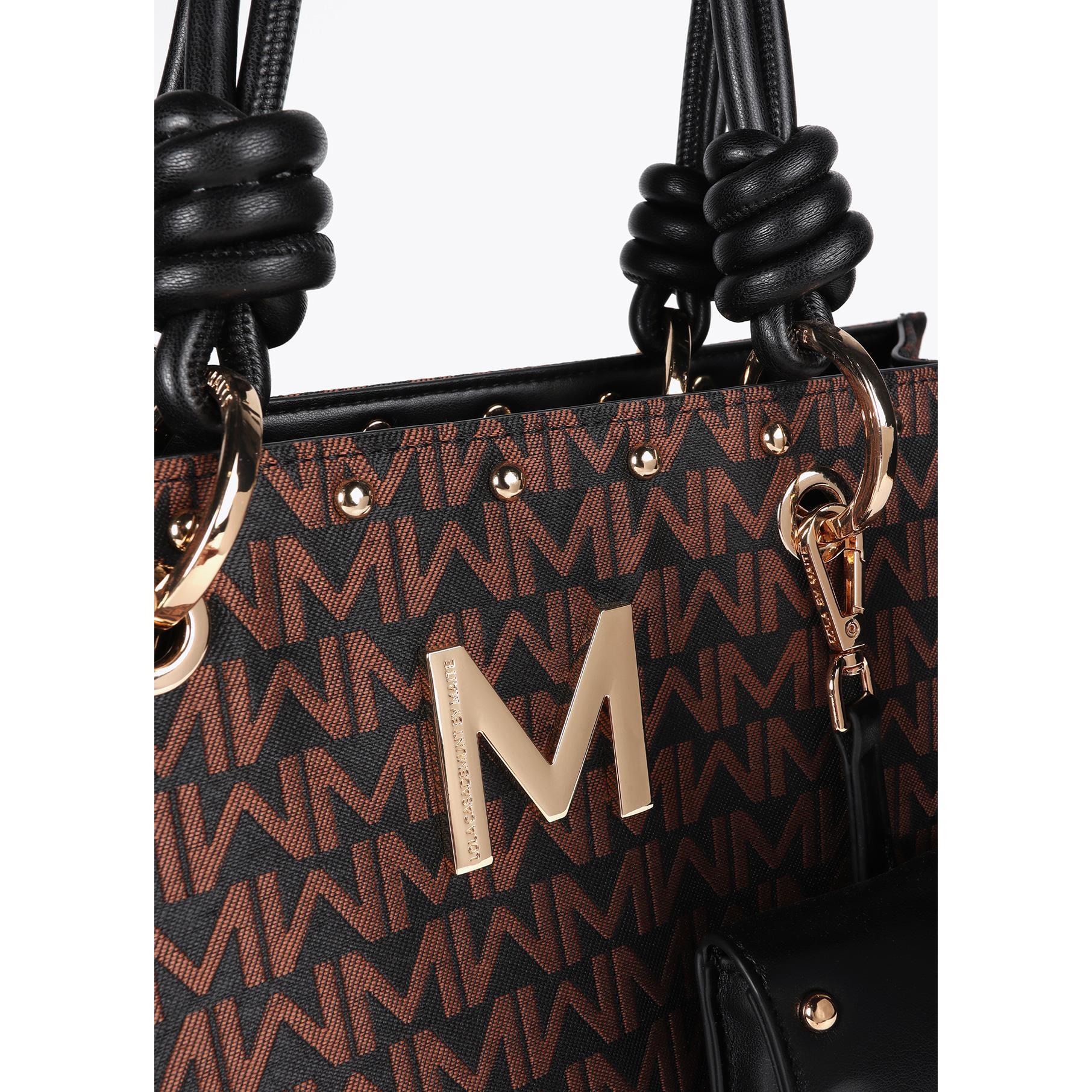 Borsa Monogramma Jacquard con Manici Effetto Pelle e Portafoglio