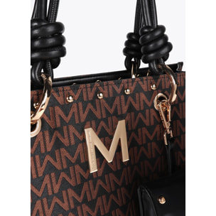 Borsa Monogramma Jacquard con Manici Effetto Pelle e Portafoglio