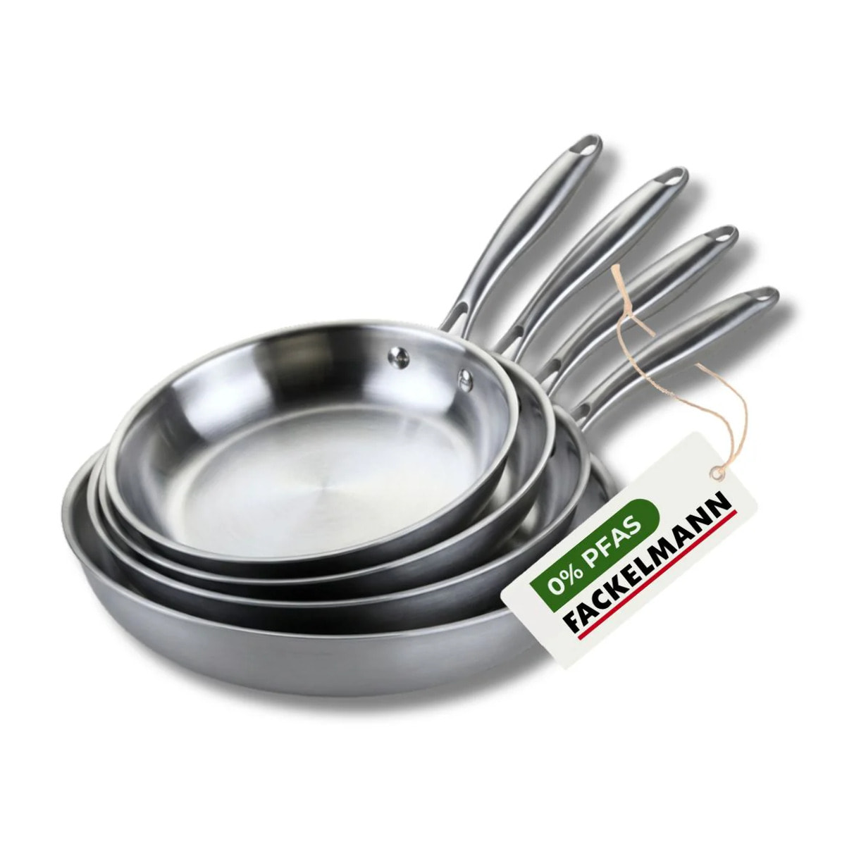 4 poêles 20 24 26 et 28 cm inox 18/10 Triply Fackelmann Vita3