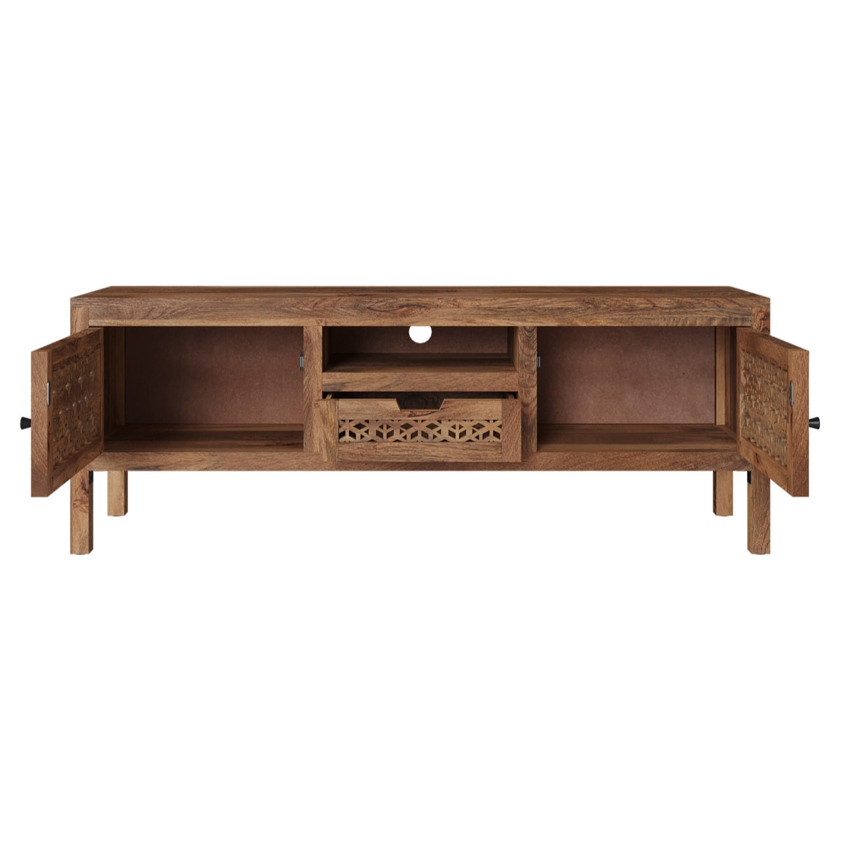 Meuble TV ajouré en bois de manguier 150 cm - Jaya