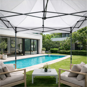 Gazebo Professionale 3x3 M Richiudibile Automatico In Acciaio Con Telo Oxford 1200D PVC Impermeabile e Anti UV A Fisarmonica con Sacche Bianco