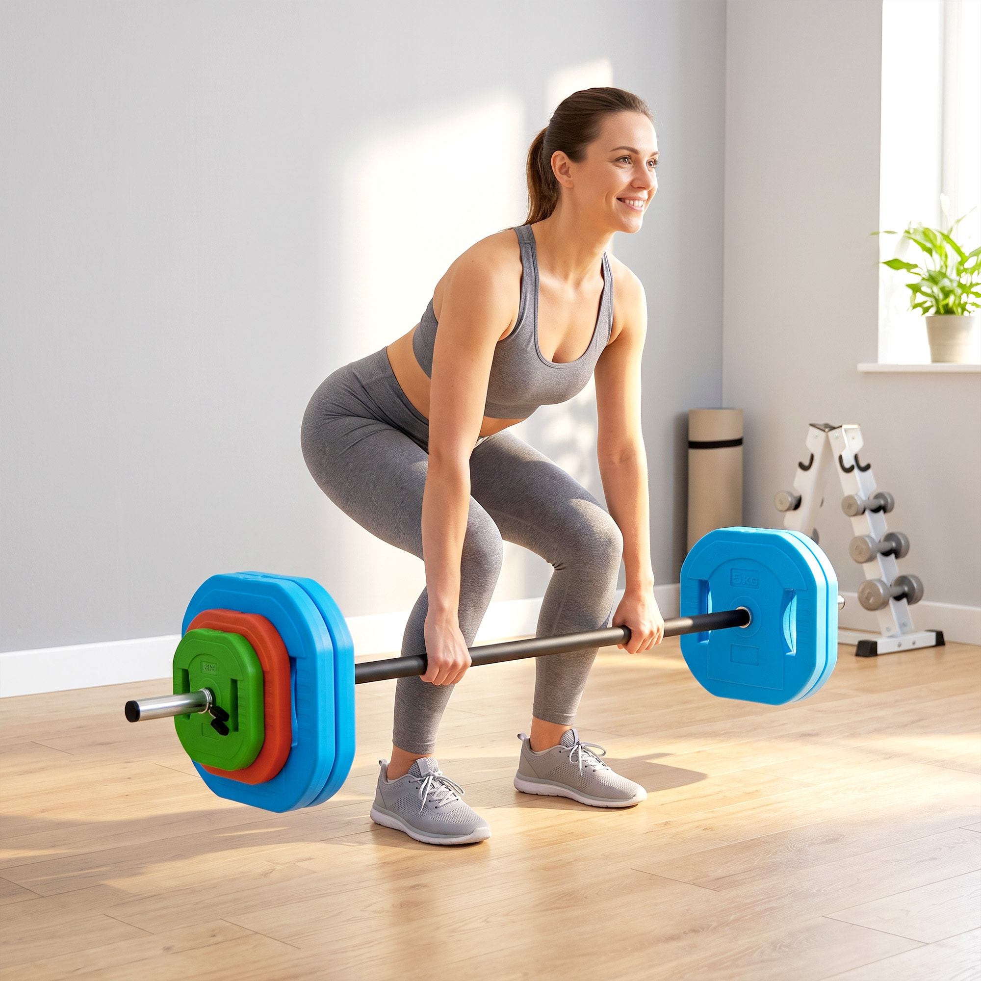 SPORTNOW Barra de Pesas 30 kg, Set de Pesas Ajustables con Barra de Acero de 140 cm, 8 Discos de 4x5kg, 2x2,5kg, 2x1,25kg, 2 Clips, Juego de Mancuernas para Entrenamiento de Fuerza en Casa Gimnasio