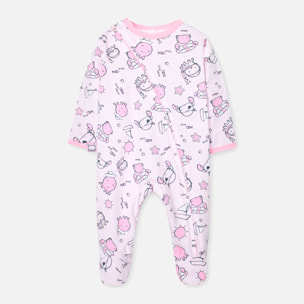 Pelele estampado recién nacido, algodón, rosa, mangas largas