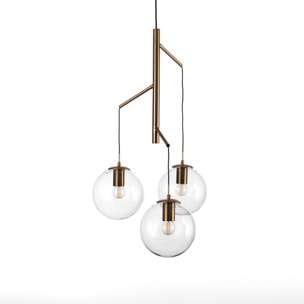 Suspension Tomasucci ALYCIA E, en acier et verre, doré