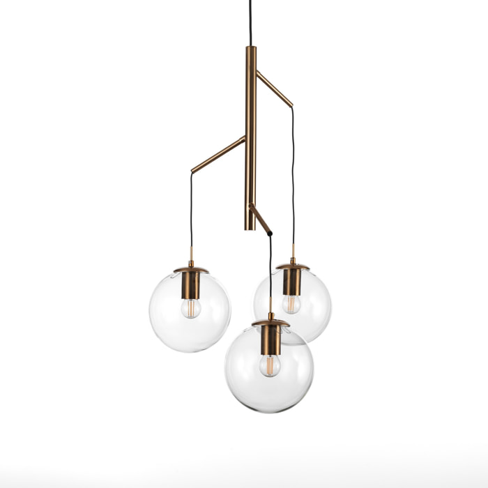 Suspension Tomasucci ALYCIA E, en acier et verre, doré