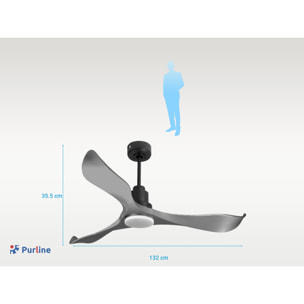 Ventilador de techo Modo Invierno/Verano Termostato Dimable Wifi Motor DC Techos Inclinados Mando a Distancia Luz tres tonos Memoria Vendible Shopify (AUTOMATICO) TrawanganD132C04LED64620 PURLINE