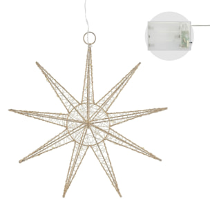 estrella de alambre led colgante con 20 luces led decorativa 30x7x0cm