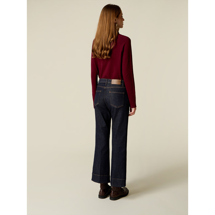 Oltre - Jeans flare rise con charm - Blu
