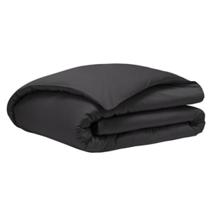 Housse de couette unie en satin de coton bio, TEOPHILE, Noir