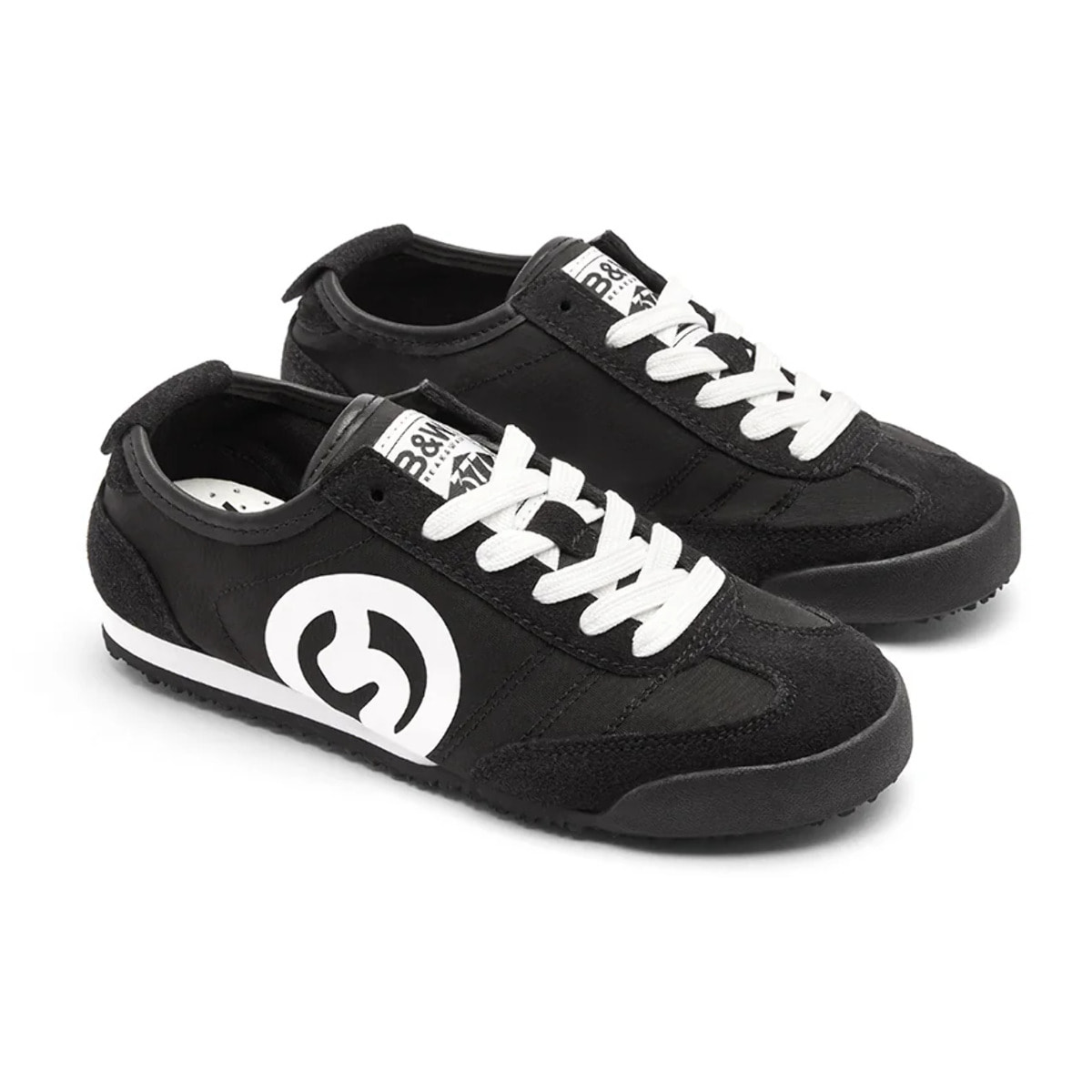 Sneakers nere con dettagli in pelle scamosciata
