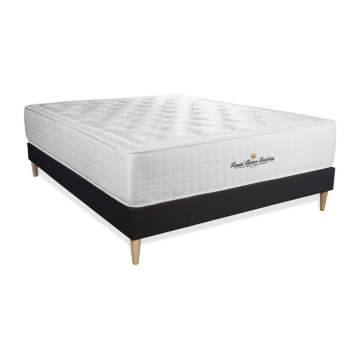 Ensemble matelas à mémoire de forme maxi épaisseur Buckingham sommier KIT noir