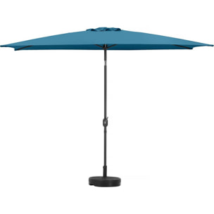 Parasol jardin "Sol 2" - Rectangle - 2 x 3 m - Bleu + Dalles à lester incluses