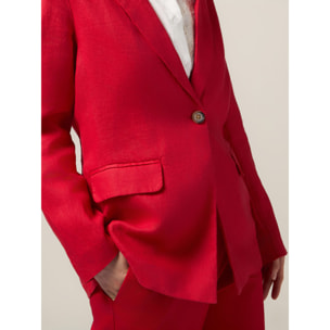 Oltre - Blazer de lino con cierre de un solo botón - Rojo