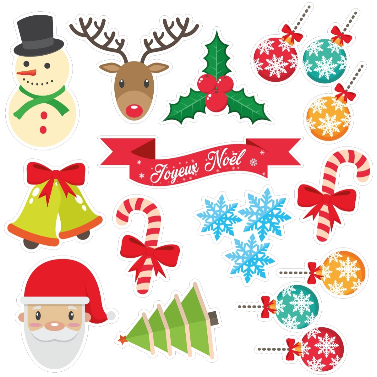 Sticker Noël Joyeux Noël pour enfant - Autocollants stickers adhésifs noël - décoration fêtes