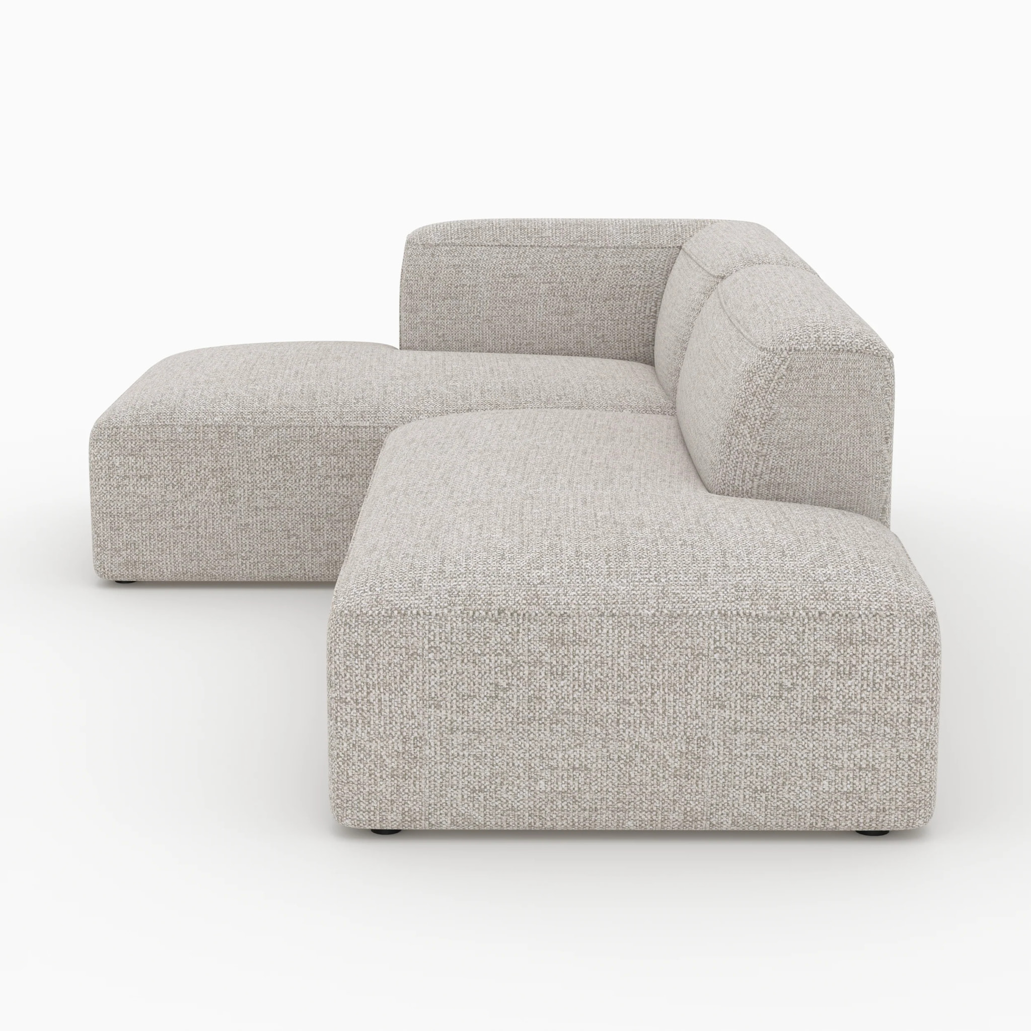 Canapé d'angle gauche modulable en tissu beige - Hestia