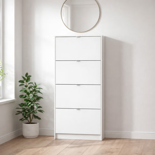 Scarpiera Sobral 4 Ante Salvaspazio Mobile Porta Scarpe Capiente Moderno Per Ingresso Corridoio Camera Struttura Resistente 162 x 25 x 71 Cm Bianco
