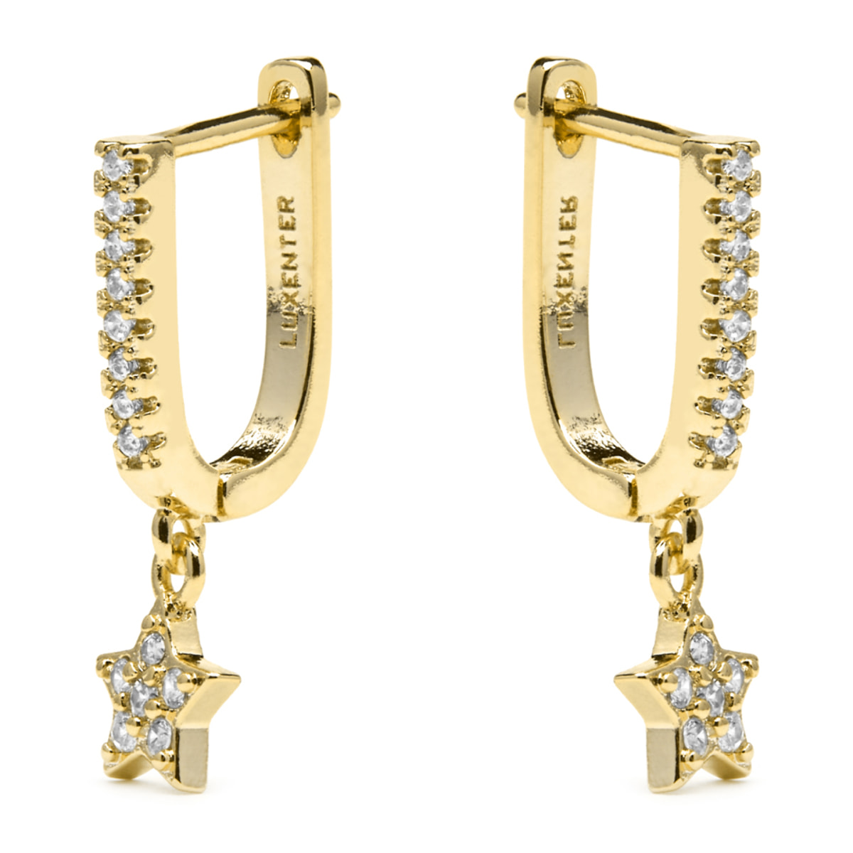 Pendientes acabado oro amarillo de 18k y Circonita Brillante