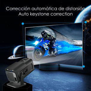 Mini proiettore LCD HY320, supporto 4K UHD, con wifi 6, duplicazione dello schermo per iOS e Android. Da 40 a 200 pollici, 160 lm. Con telecomando.