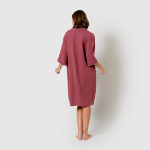 Vestido corto muselina malva/rosa