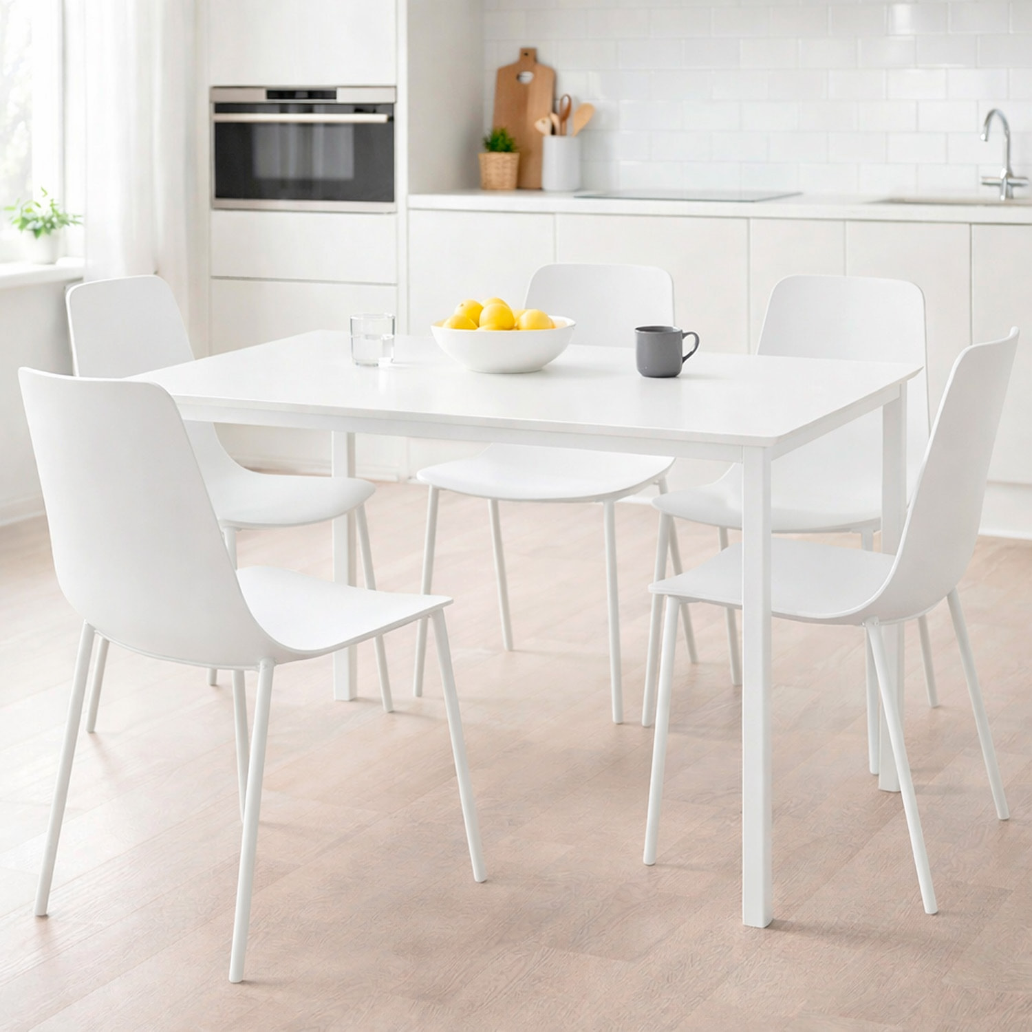 Set 4 Sedie Moderne Con Schienale Ergonomico In Polipropilene E Gambe In Metallo Cucina Sala Da Pranzo Soggiorno 87 x 53 x 49 Cm  Bianco