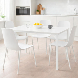Set 4 Sedie Moderne Con Schienale Ergonomico In Polipropilene E Gambe In Metallo Cucina Sala Da Pranzo Soggiorno 87 x 53 x 49 Cm  Bianco