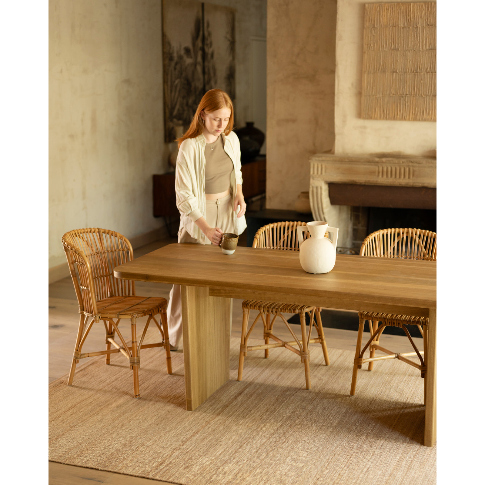 Table à manger en bois massif de peuplier en différentes tailles