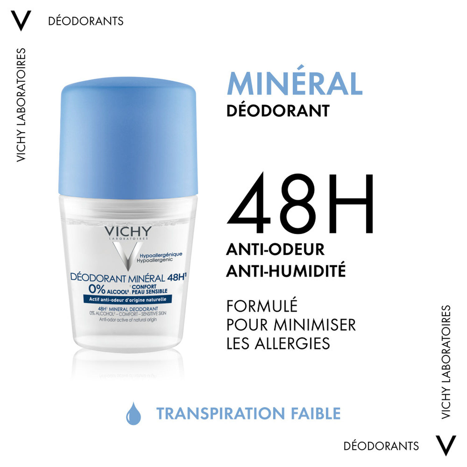 Déodorant Minéral 48h - Bille Sans Sel d'Aluminium 50 ml