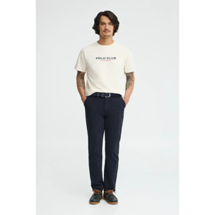 Maglietta ecrù a maniche corte con ricamo Established 2012 Polo Club