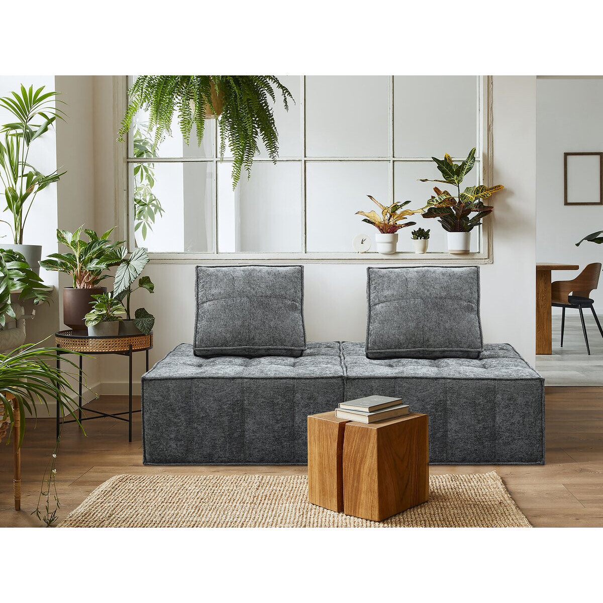 Chauffeuse en tissu texturé "Velluto" - 96 x 100 x 89 cm - Gris