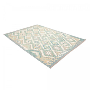 Tapis kilim, motif géométrique authentique, tissé à plat, ZULA