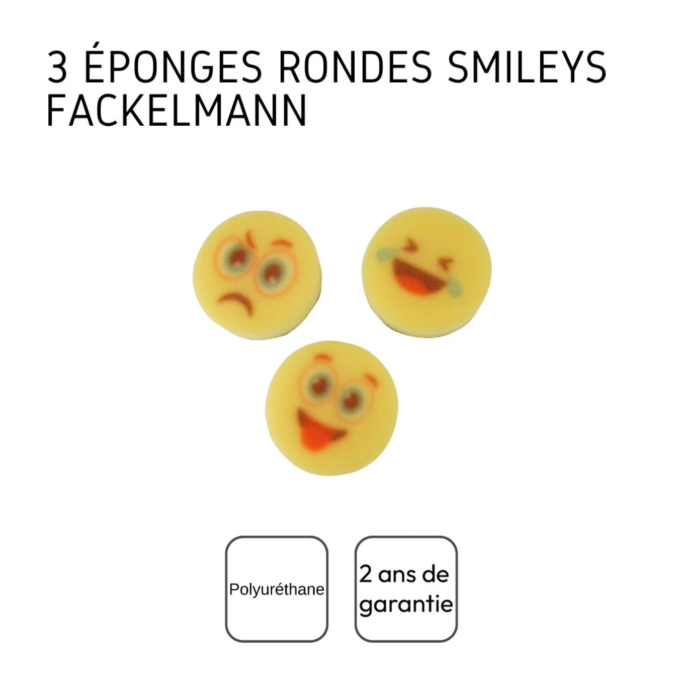 Lot de 3 éponges de vaisselle motifs emoji Fackelmann Tecno