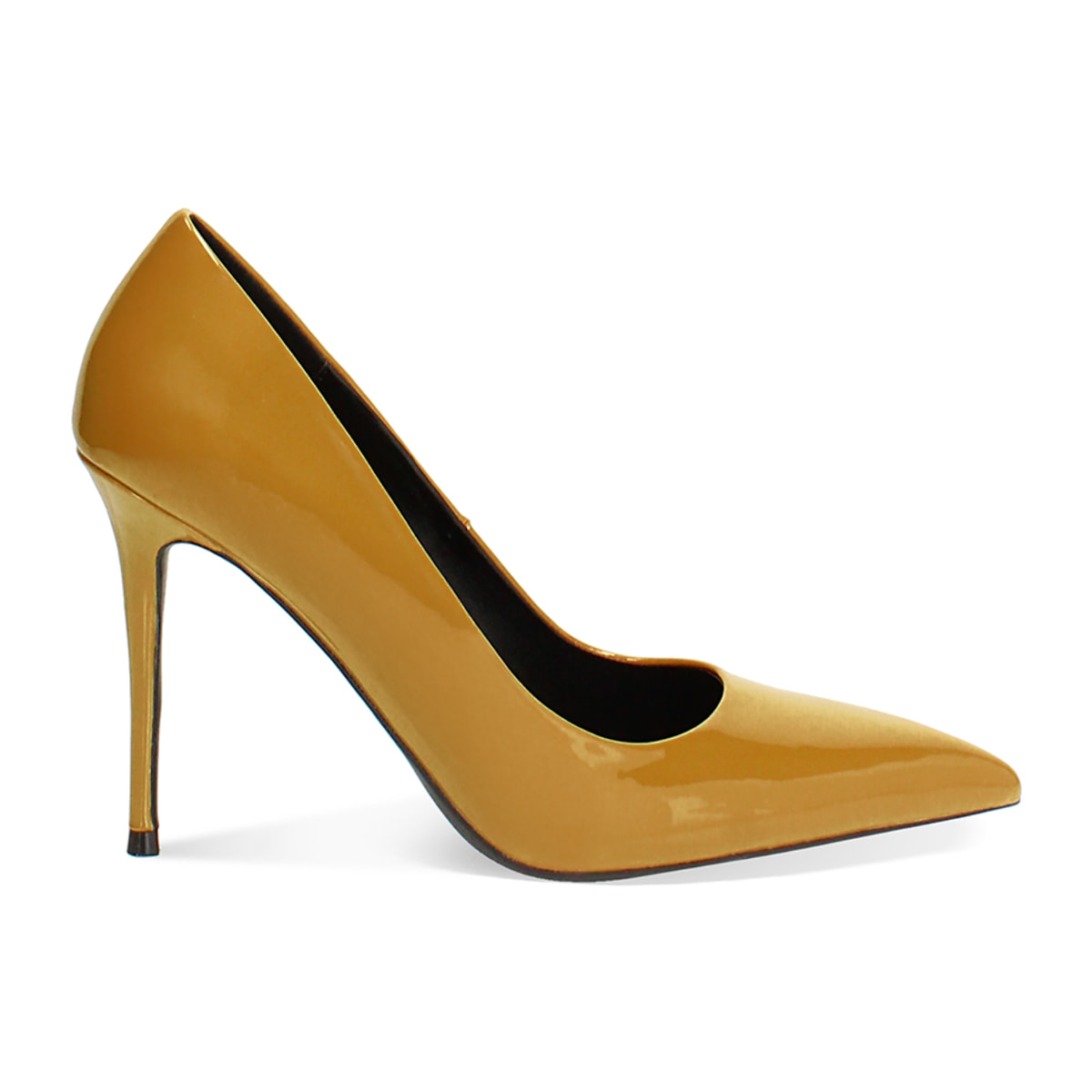 Décolleté ocra con tacco 10 cm in vernice