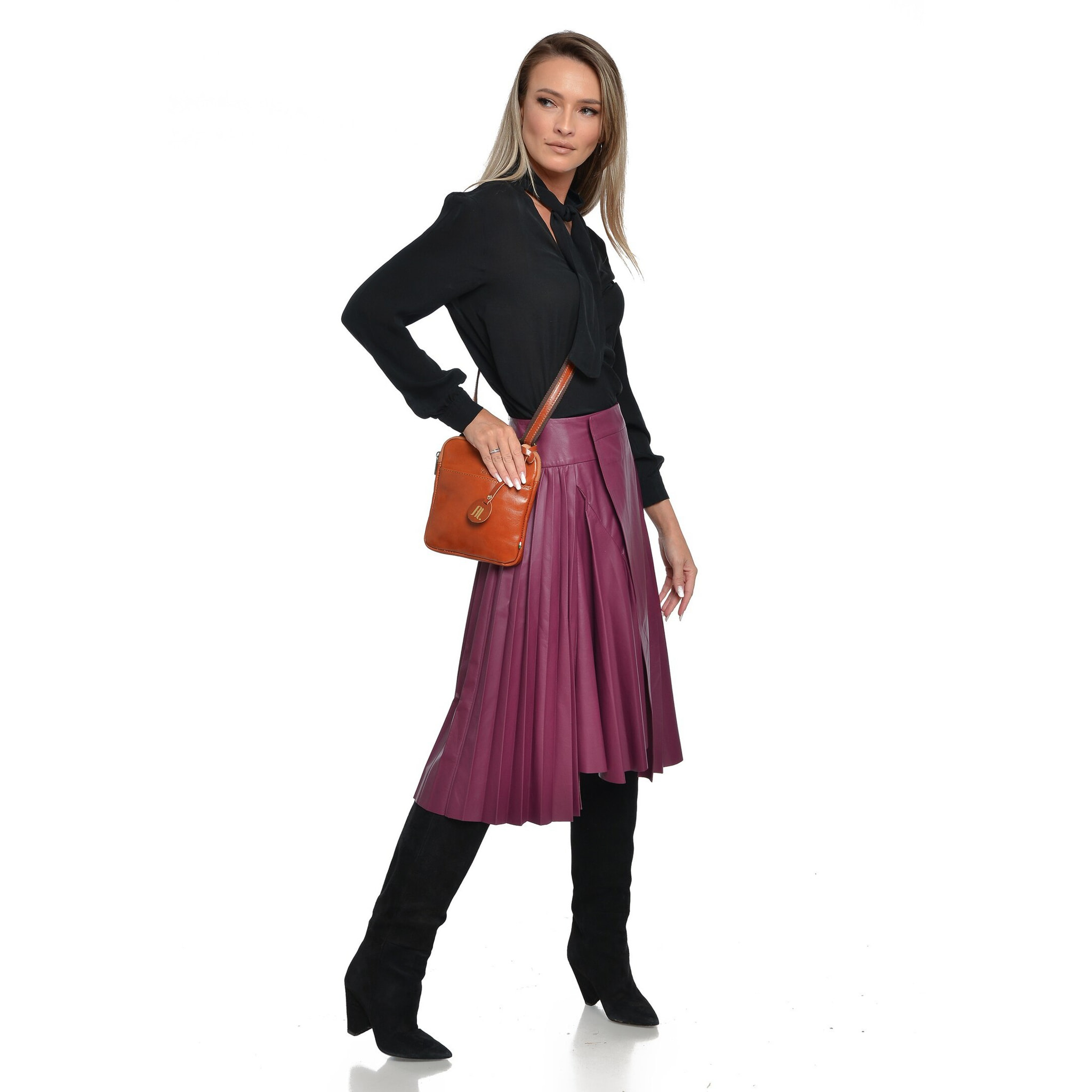 Borsa a spalla Anna Luchini Cammello