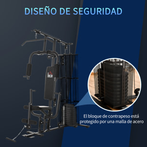 Multiestación con Estribo para Piernas Placas de Peso de 45 kg 150x110x210 cm