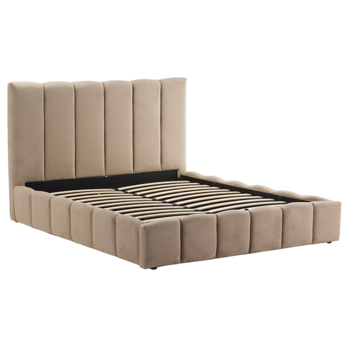 Mermaid - lit coffre - 160x200 cm - en velours - sommier inclus - Taupe