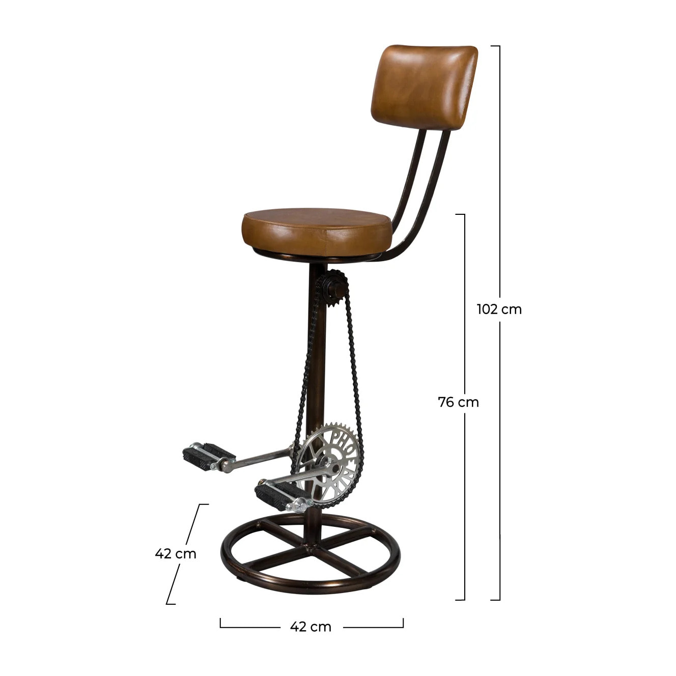 Chaise de bar 76 cm en cuir avec dossier - Phoenix