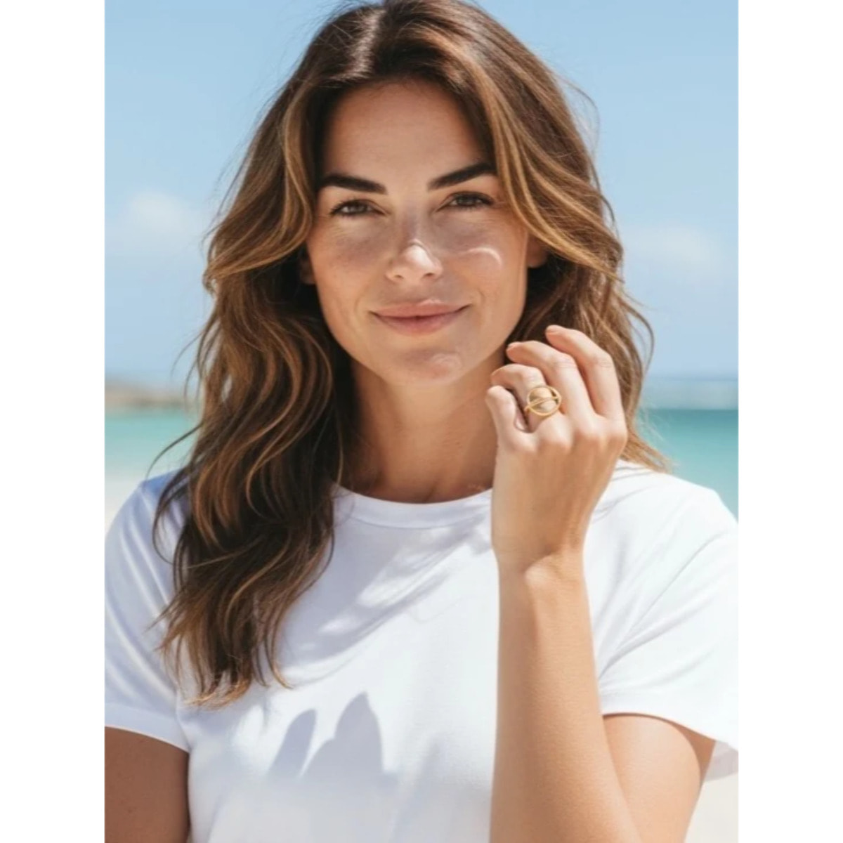 Anillo Sphere latón doble aros en dorado